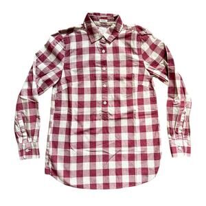 J Crew Womens Plaid Shirt 1/2 Button Perfect Fit Long Sleeve Classic Timeless